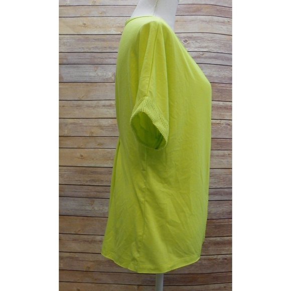 Jessica Simpson Top Junior Short Sleeve Mesh Insert Shirt Electric Lime M - Picture 2 of 10
